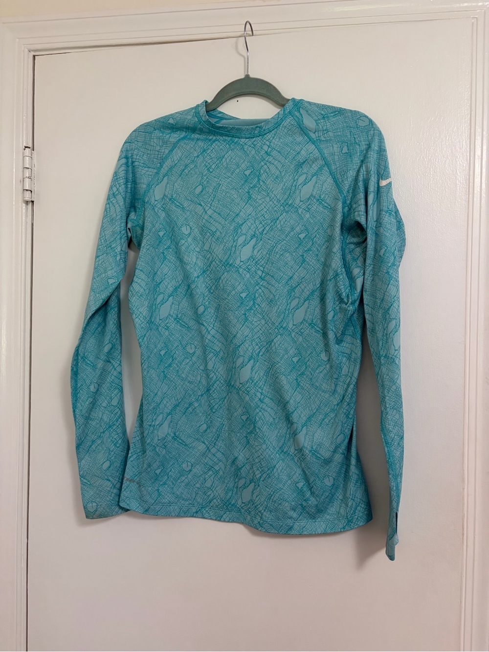Nike Women's Teal Long-Sleeve Athletic Top